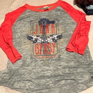 Euc burnout raglan X-Large junk gypsy tee